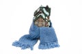 Scarf around a miniature christmas house (conceptu