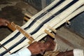 Scarf being woven on a hand loom