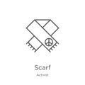 scarf icon vector from activist collection. Thin line scarf outline icon vector illustration. Outline, thin line scarf icon for