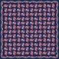Scarf pattern design with cartoon fishes. Colorful sardines. Bandana. Vector.