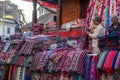 Scarf seller on a market in Kathmandu, Nepal