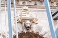 stone lion from the Chain Bridge across the river Danube in Budapest