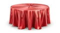 The Scarlet Circle: A Round Table With a Red Tablecloth. Royalty Free Stock Photo