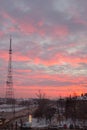 Scarlet dawn in Omsk