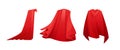 Scarlet fabric silk cloaks set, superhero red cape Royalty Free Stock Photo