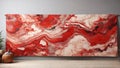 Scarlet Marble Serenity: A Serene Panoramic Banner Showcasing an Abstract Marbleized Stone Texture Infused with Tranquil Red Tones