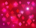 Scarlet pattern of the symbols of playing cards. Royalty Free Stock Photo