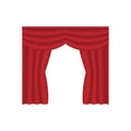 Scarlet red curtains interior decoration design idea realistic icon collection isolated vector illustration Royalty Free Stock Photo