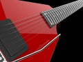 Scarlet red heavy metal electric guitar - closeup shot Royalty Free Stock Photo