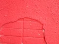 Scarlet red paint old cracked concrete background,  wall background Royalty Free Stock Photo
