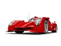 Scarlet red racing super car - low angle closeup shot Royalty Free Stock Photo