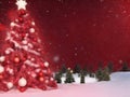 Scarlet Splendor: Festive Red Christmas Tree Scene