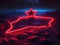 Scarlet Stardust Serenade: Mesmerizing Red Neon Star against the Darkness