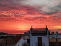 Scarlet sunrise in Oropesa-del-Mar Royalty Free Stock Photo