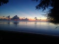 Scarlet sunset on Micro beach in Philippine sea