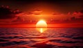 scarlet sunset over the sea. Generative AI, Generative, AI