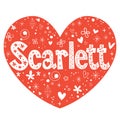 Scarlett female name decorative lettering type heart shaped design