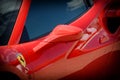 Scarperia Florence, Italy - March 2018 : Detail of Ferrari Sport Cars in the paddock of Mugello Circuit. Royalty Free Stock Photo