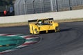 Scarperia, Mugello - 28 August 2020: Historic yellow Prototype Ferrari 333SP in action at the Mugello Circuit.