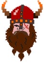 Scarred angry viking with a big beard, pixelled picture