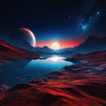 Scarred and crimson Mars in Sky scene with and An embellishment to your