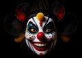 scarry clown face isolated on black background