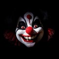 scarry clown face isolated on black background