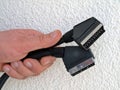 SCART connector in the hand