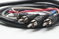 SCART RGB - 3 x RCA cable on a white background Royalty Free Stock Photo