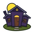 Scary Abandoned Haunted House. Halloween Icon Illustration