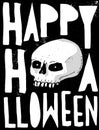 Scary Abstract White Human Skull for Halloween Card, Poster and Decoration. Royalty Free Stock Photo