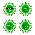 Scary angry and sad face illustration of virus or coronavirus vector set. Viruses with funny facial expressions alive and