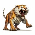 Scary And Angry Tiger Vector Illustration - Unreal Engine Style Royalty Free Stock Photo