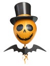 Scary balloon head with hat and bat for Halloween 3D