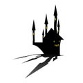 Scary black castle with shadow isolated on white background. Vector illustration for Halloween Royalty Free Stock Photo