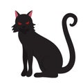 Scary black cat with red eyes cartoon illustration Royalty Free Stock Photo