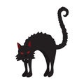 Scary black cat with red eyes and ruffled fur cartoon illustration Royalty Free Stock Photo