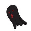 Scary black ghost with red eyes cartoon illustration