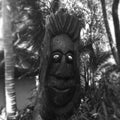 Scary black and white Kanak totem