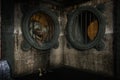 Scary boogeyman monster hiding in the pipes of an old sewer. Nightmare horror concept 3D rendering