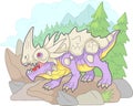 Scary carnivorous dragon went hunting, funny illustration