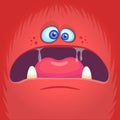 Scary cartoon angry monster face avatar. Halloween vector illustration of monster mask. . Royalty Free Stock Photo