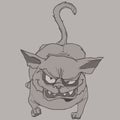 Scary cartoon cat gets angry and shows his teeth