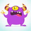 Scary cartoon monster character with one eye. Vector illustration for Halloween. Royalty Free Stock Photo