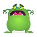 Scary cartoon monster. Vector green monster illustration. Halloween design Royalty Free Stock Photo