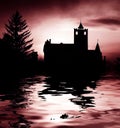 Scary castle and lake Royalty Free Stock Photo