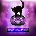 Scary cat in purple background