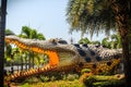 Scary Chalawan crocodile statue at Bueng Si Fai, the public park with lake at Muang district, Pichit province, Thailand. Chalawan Royalty Free Stock Photo