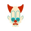 Scary clown evil head. Terrible eyes. Vector illustration