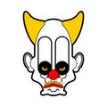 Scary clown evil head. Terrible eyes. Vector illustration